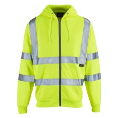 Supertouch Hi Vis Yellow Zipped Hooded Sweatshirt