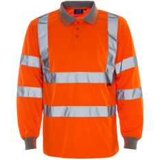 Supertouch Hi Vis Orange Long Sleeve Bird Eye Polo Shirt