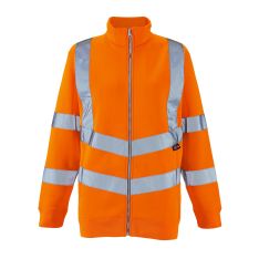 Ladies Hi Vis Orange Eshaal Zipped Sweatshirt