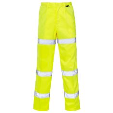 Supertouch Hi Vis Yellow 3 Band Polycotton Trousers