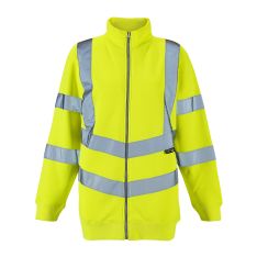 Ladies Hi Vis Yellow Eshaal Zipped Sweatshirt