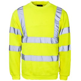 Supertouch Hi Vis Yellow Crew Neck Sweatshirt