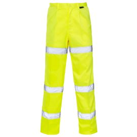 Supertouch Hi Vis Yellow 3 Band Polycotton Trousers